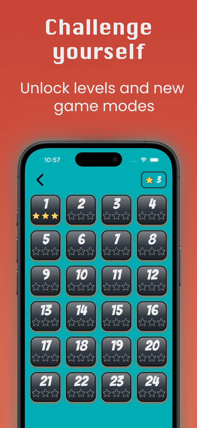 Level selector screen of the application